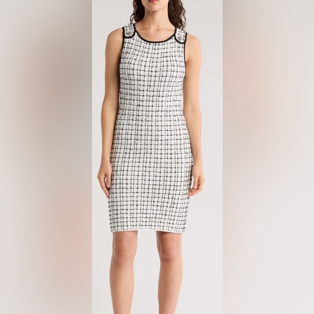 Alice + Olivia Monochrome Tweed Mini dress XL